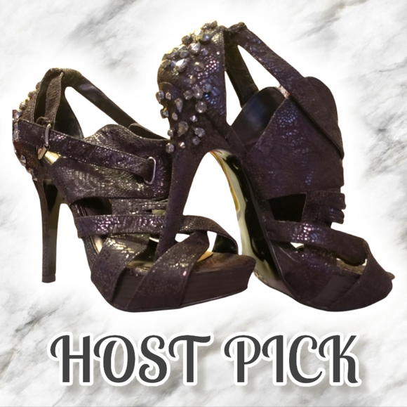 Not Rated Shoes - HOST PICK 😊 Black Sparkling "Not Rated" 4" Spiked Heels